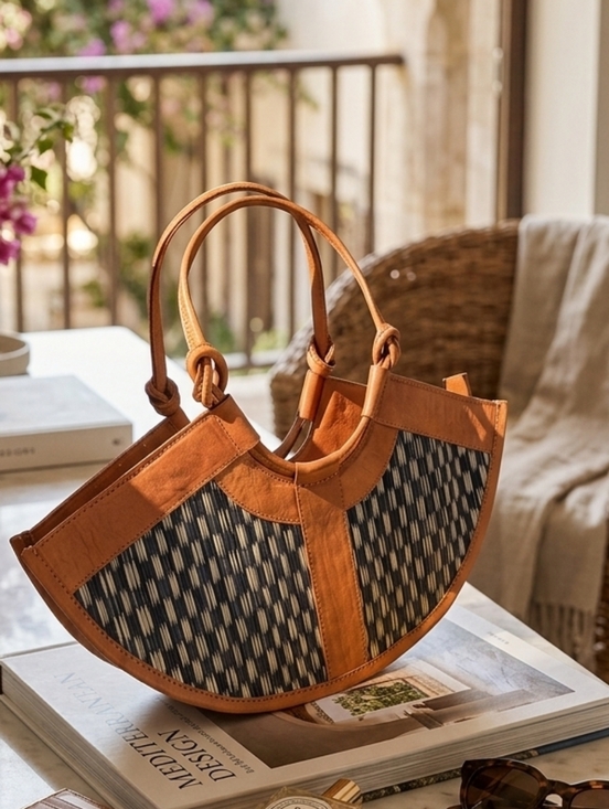 Street Level Handbags - Street Level Elegant Women's Handmade Woven Sadie Straw & Leather Shoulder Bag